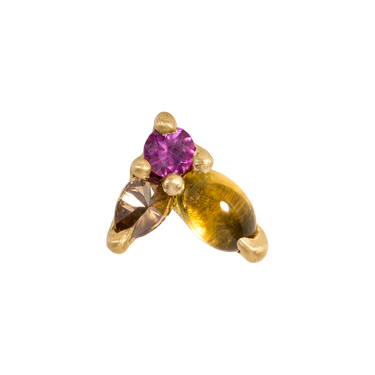 Yellow Scarab Stud Earring with Cognac Diamond - 11978